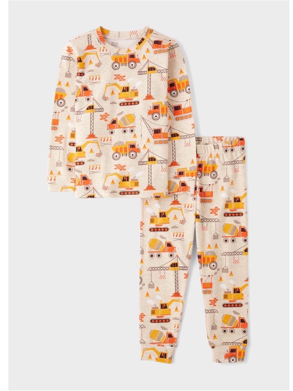 Children’s Place Toddler Boys Construction Vehicle Cotton Pajama Set, 3T